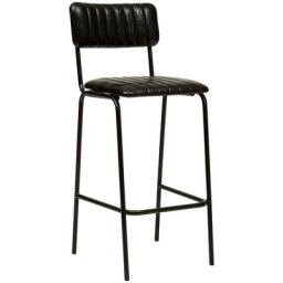 Chaise de bar en cuir - Dario - Noir - Livraison gratuite - Noir