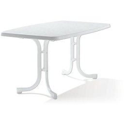 Table pliante Mecalit®-PRO 150 x 90 cm, plateau marbre blanc, pieds blanc - Sieger