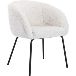 Fauteuil Relax en Peluche avec Pieds en Métal Chaise Coiffeuse Chaise de Loisirs pour Chambre, Blanc
