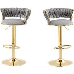 Hommoo - Ensemble de 2 tabourets de bar pivotants Chaises de comptoir réglables avec repose-pieds