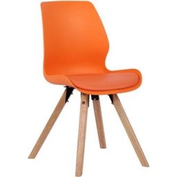 Chaise de salle à manger Luna avec pieds en bois orange Plastique