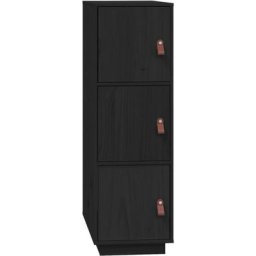 Buffet haut Noir 34x40x108,5 cm Bois massif de pin
