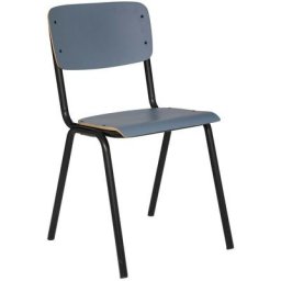 Atmosphera - Chaise de table en Métal noir et Bois Bleu - Bleu
