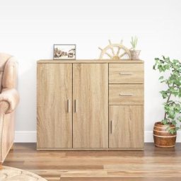 Buffet Meuble de rangement Commode Chêne sonoma 91x29,5x75 cm Bois d'ingénierie 14784 - Brun