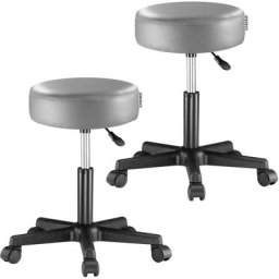 Tabouret Siège Réglable en hauteur Pivotable 360° Plusieurs couleurs au choix Set de 2 Gris