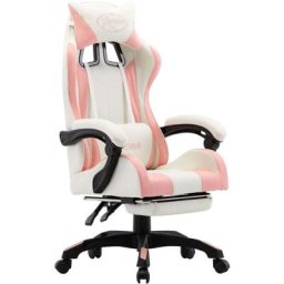 Vidaxl - Fauteuil de jeux vidéo et repose-pied Rose et blanc Similicuir Pink and white
