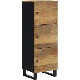Buffet avec 3 portes 40x33x110 cm bois massif manguier et fer Vidaxl Brun