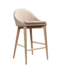 Miliboo - Tabouret de bar design en tissu beige et bois clair 65 cm dalia - Beige
