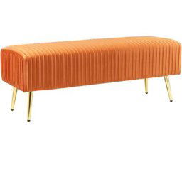 Banquette d'Intérieur Glamour Pieds en Métal Dorés en Velours Orange Paterson - Orange