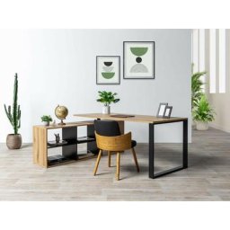 Bureau Bobochic Bureau modulable avec étagères cologne Chêne et noir - Chêne et noir