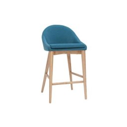 Tabouret de bar scandinave bleu canard et bois clair 65 cm dalia - Bleu canard