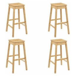 Lot de 4 Tabourets de Bar Bambou 75cm Naturel