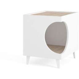 Table d'Appoint - Maison de Toilette pour animaux ellie - Table de Nuit - Blanc/Chêne - Entrée
