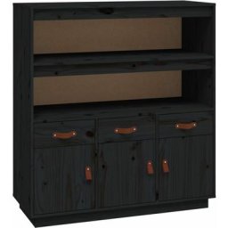 Buffet haut Noir 100x40x108,5 cm Bois massif de pin Vidaxl Noir