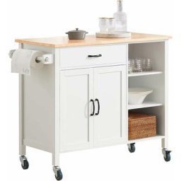SoBuy FKW105-WN Desserte Roulante Chariot de Cuisine Meuble de Rangement à roulettes Chariot de