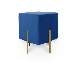 Pouf carré en velours bleu et métal doré kenzo - bleu