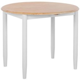 Table à Manger Ronde Extensible 60 / 92 x 92 cm Plateau an Bois Clair et Pieds en Bois Blanc Style