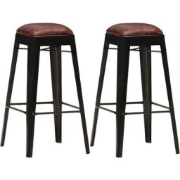 Tabourets de bar lot de 2 noir cuir véritable vidaXL - Noir