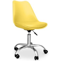 Chaise de bureau Tulip pivotante à roulettes Jaune - Acier, pp, Metal, Plastique, Nylon - Jaune