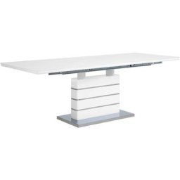 Table de salle à manger Extensible Rallonge en Verre Trempé Blanc Hamler - Blanc