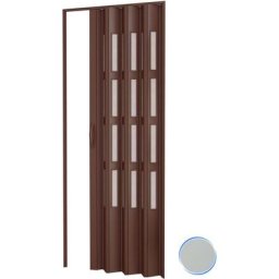 Pinto - Porte accordéons pliante intérieur en kit avec verre en pvc mod. Sonia Grise 82x220 cm