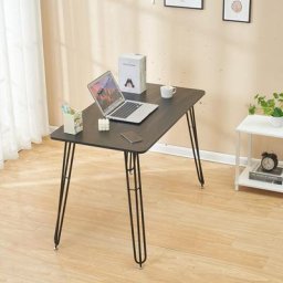 Table à manger pieds carrés en fer taille 11060cm (avec cadre de support) design simple noir