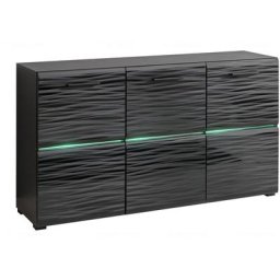 Buffet Bahut Ninja Neuf Effet 3D illuminé par leds Commode Noir