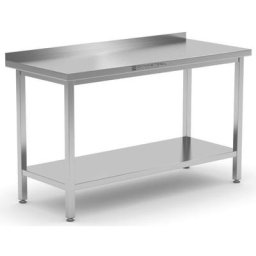 Table Inox avec Dosseret et Etagère - P 600 mm - L 600 mm