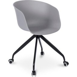 Joan Chaise de bureau design avec roues Gris clair - Métal, pp - Gris clair