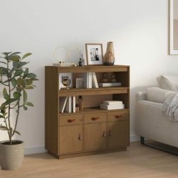 Buffet haut Marron miel 100x40x108,5 cm Bois massif de pin