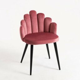 Chaises Salle à manger - Chaise Hand Velours Jambes Noires - Rose - Rose