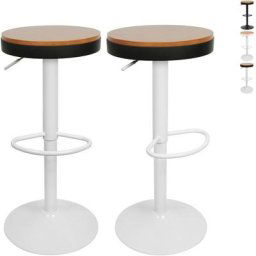 Lot de 2 Tabourets de Bar, Tabourets de Comptoir à Hauteur Réglable pour Comptoir de Cuisine, Bois
