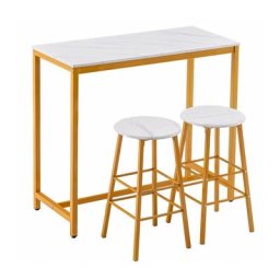 Ohpa - 100 45 92 cm Table de bar simple en marbre pvc tabouret de bar rond peinture dorée (une