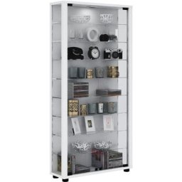 Lumo Maxi Vitrine, 2 portes vitrées, tablettes en verre, éclairage incluss led, blanc. - Blanc
