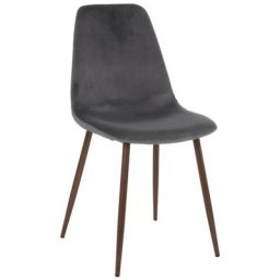 Atmosphera - Chaise de table en velours Gris Ardoise et pieds en métal - Gris