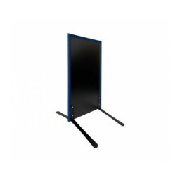 Interface Plv - Panneau trottoir avec cadre bleu mer sur piétement noir effet ressorts - Dimensions