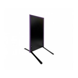 Panneau trottoir avec cadre violet sur piétement noir effet ressorts - Dimensions 105 x 56 cm