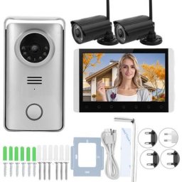 YB - 100-240V 7in tft lcd 2.4G sans fil visuel sonnette Vision nocturne interphone sécurité vidéo
