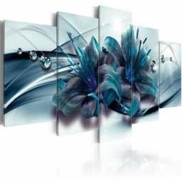 Tableau lys bleu - 100 x 50 cm - Bleu et Gris