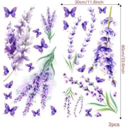 Un lot de Stickers muraux lavandes violettes-Decoration murale