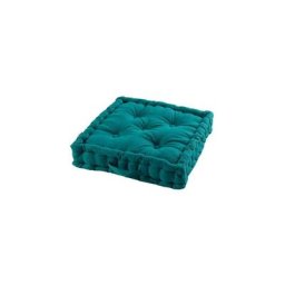 Coussin de sol capitonné en coton avec poignée - Vert emeraude - 45 x 45 x 10 cm - Livraison