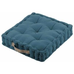 Coussin de sol en coton uni bleu pétrole