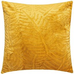 Coussin Flan 3D Feuille Ocre 40 x 40 - Atmosphera créateur d'intérieur - Ocre
