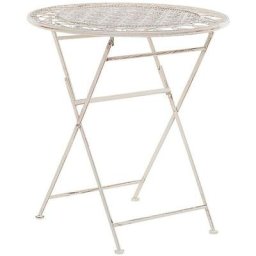 Beliani - Table de Jardin ou Terrasse Bistrot Ronde et Pliante en Métal Beige Design Classique et