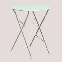 Sklum - Table de Jardin Pliante Ronde en Acier (Ø59,5 cm) Sergey Mousse de céladon - Mousse de