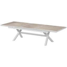 Table de jardin extensible Axiome 12 places - sépia et blanc - Hespéride - Sépia / blanc