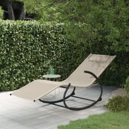 Maisonchic - Bain de soleil Chaise à bascule Moderne - Transat - Fauteuil de jardin relax - Crème