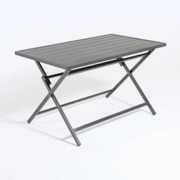 Table d'extérieur pliante carrée en aluminium Anthracite 120 x 72 x 71 cm