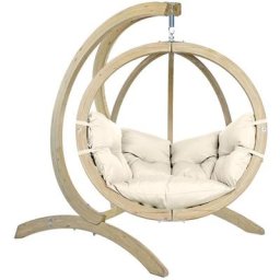 Ensemble fauteuil suspendu Globo chair avec support - Ecru