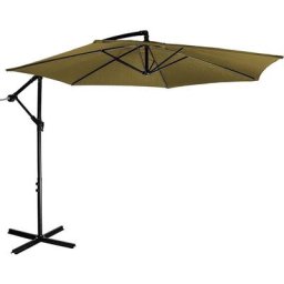 Parapluie 350 cm avec dispositif à manivelle, couverture incluse, brun - Stilista